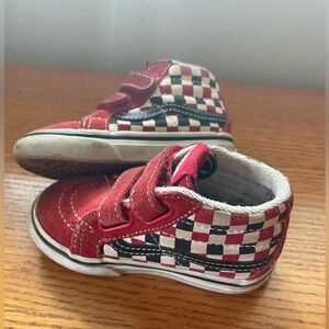 Vans Kids Red and Black Checkered Sneakers